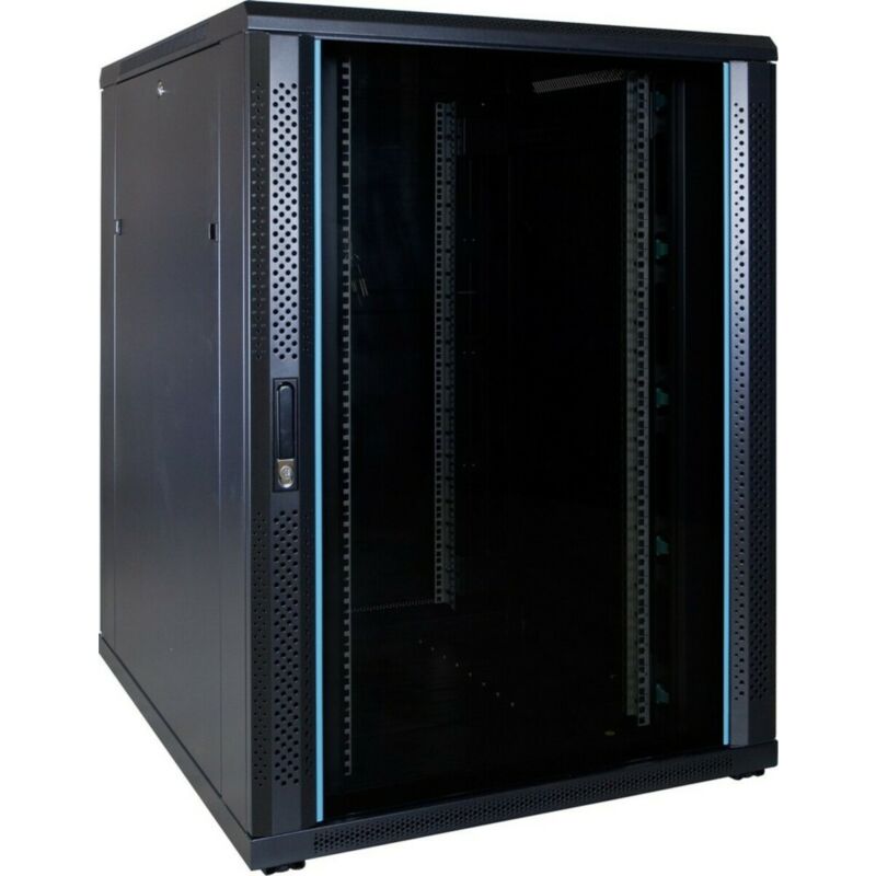 22U palvelinkaappi lasiovella 800x1000x1200mm (LxSxK)