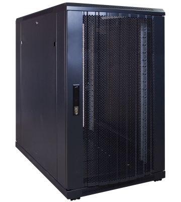 18U palvelinkaappi rei'itetyllä ovella 600x1000x1000mm (LxSxK)