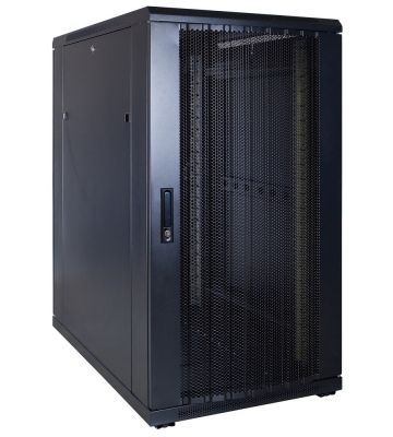 22U palvelinkaappi rei'itetyllä ovella 600x1000x1200mm (LxSxK)
