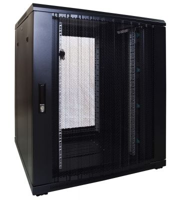 18U palvelinkaappi rei'itetyllä ovella 800x800x1000mm (LxSxK)