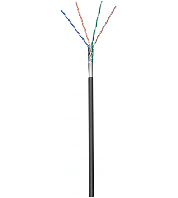 CAT5e FTP 100m ulkokaapeli jäykän mustan CCA-rullan päällä