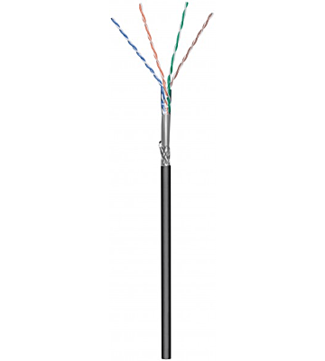 CAT6 SF/UTP 305m ulkokaapeli joustavan mustan CCA-rullan päällä