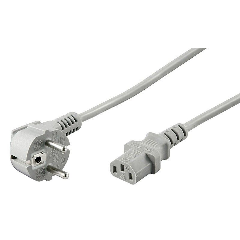 Schuko virtajohto kulmassa C13 2m harmaa