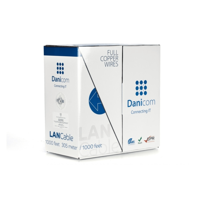 DANICOM CAT6 100 % kupari UTP 305m kaapeli jäykällä rullalla - LSZH (Cca)
