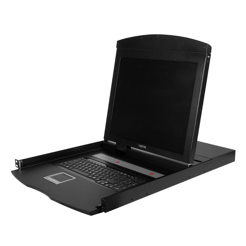 19 tuuman KVM-konsoli, jossa USB ja PS/2 QWERTY-näppäimistö