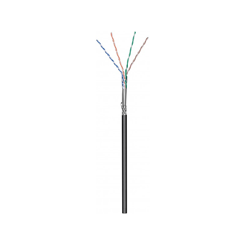 CAT6 S/FTP 100 m ulkokaapeli joustavalla mustalla CCA-rullalla