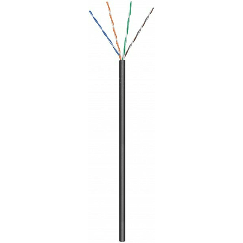 CAT6 U/UTP 50 m ulkokaapeli jäykän mustan CCA-rullan päällä