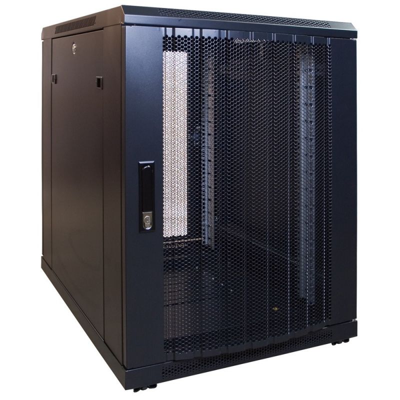 15U minipalvelinkaappi rei'itetyllä ovella 600x800x860mm (LxSxK)