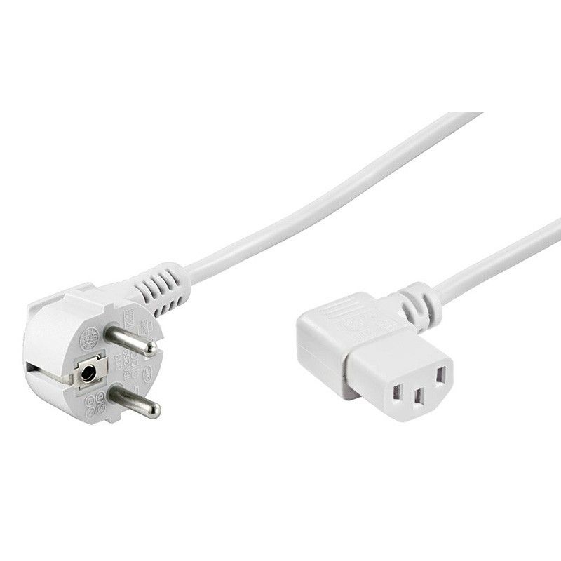 Virtakaapeli schuko C13 kulmaan 1,50m valkoinen