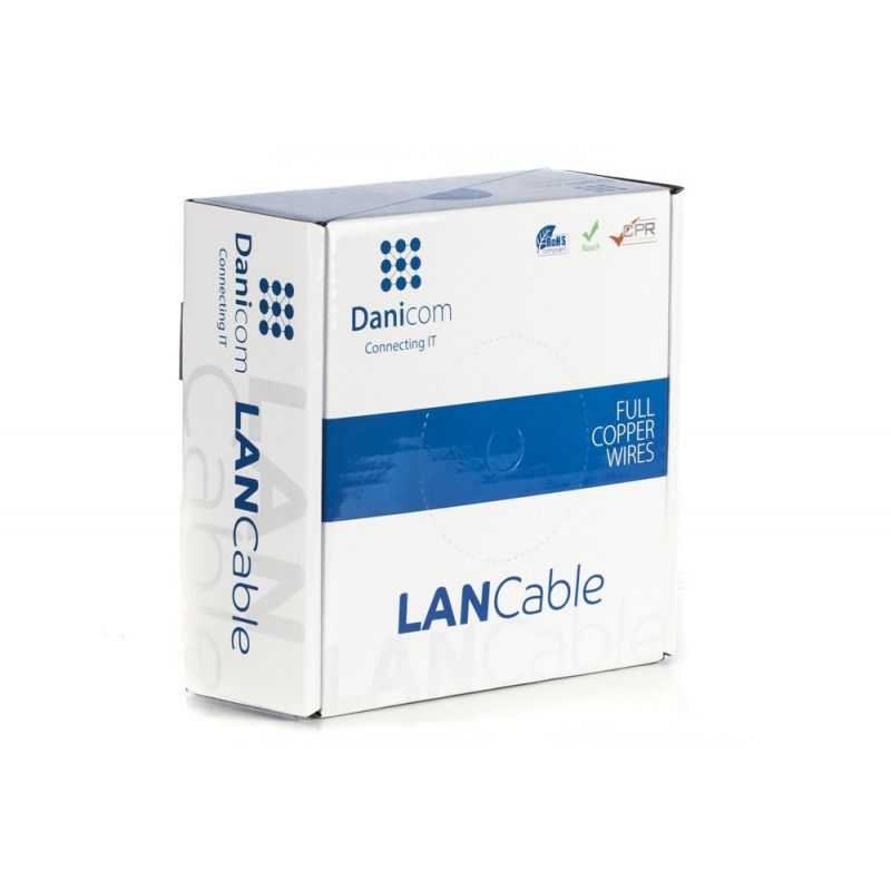 DANICOM CAT5E UTP 50 m kaapeli rullalla joustava - PVC (Fca)