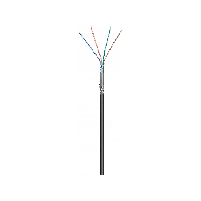 CAT6 S/FTP 50m ulkokaapeli rullassa, jäykkä musta CCA